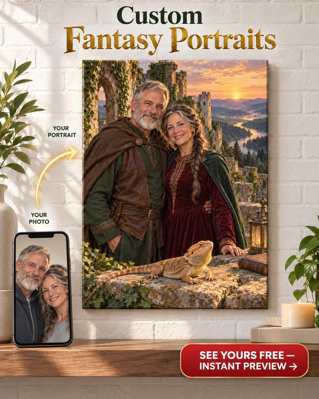 Dragon Keepers Custom Portrait from Photo | Personalized Reptile Keeper Gift