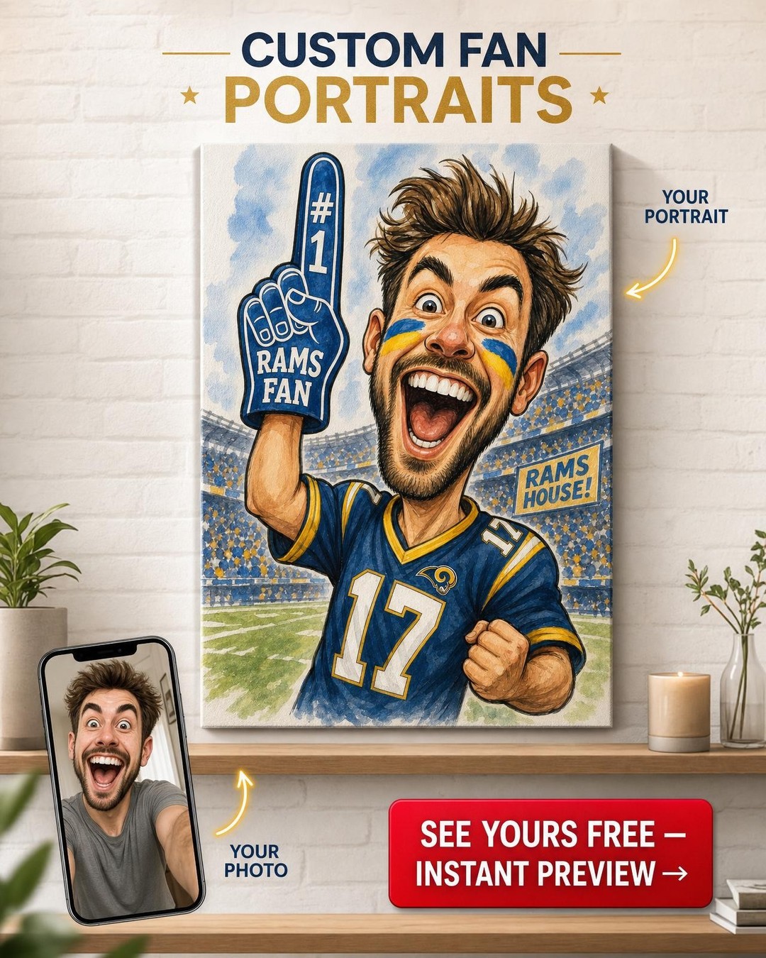 Game Day Glory Portrait for Sports Fans