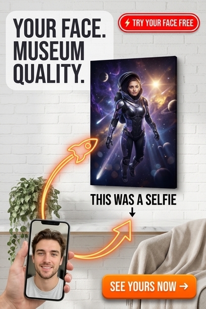 Custom Astronaut Man Portrait — Heroic Space Hero Canvas