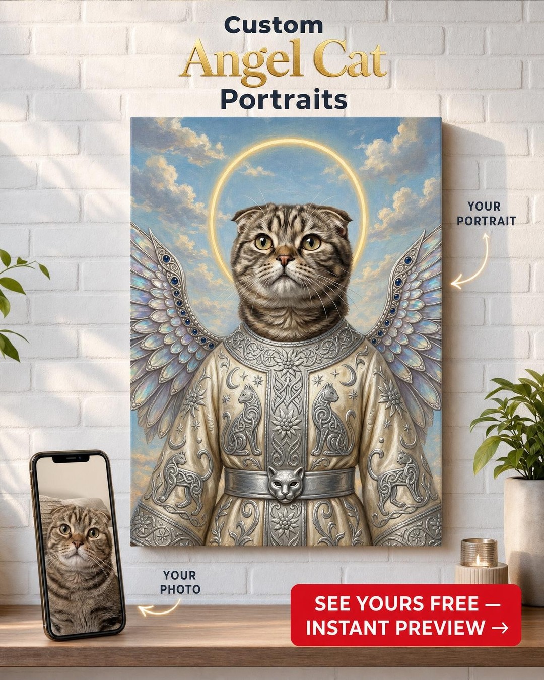 Fantasy Cat Angel Wing Portrait