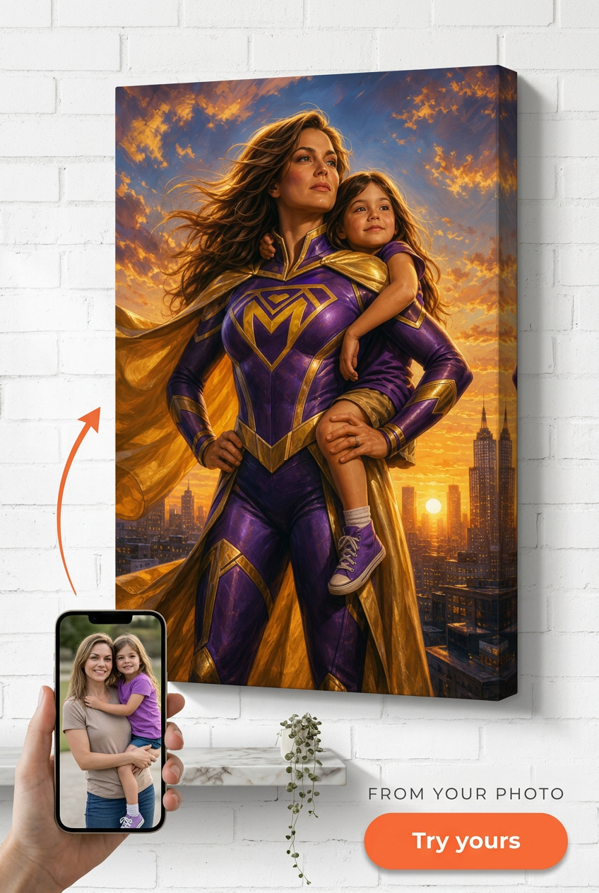 Supermom Hero Custom Portrait from Photo | Personalized Undefined Gift