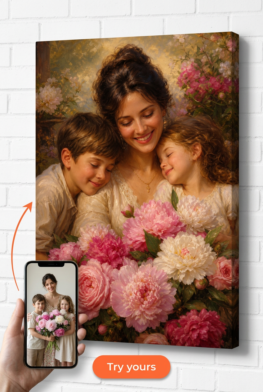 Mother's Day Flowers Custom Portrait from Photo | Personalized Canvas Gift