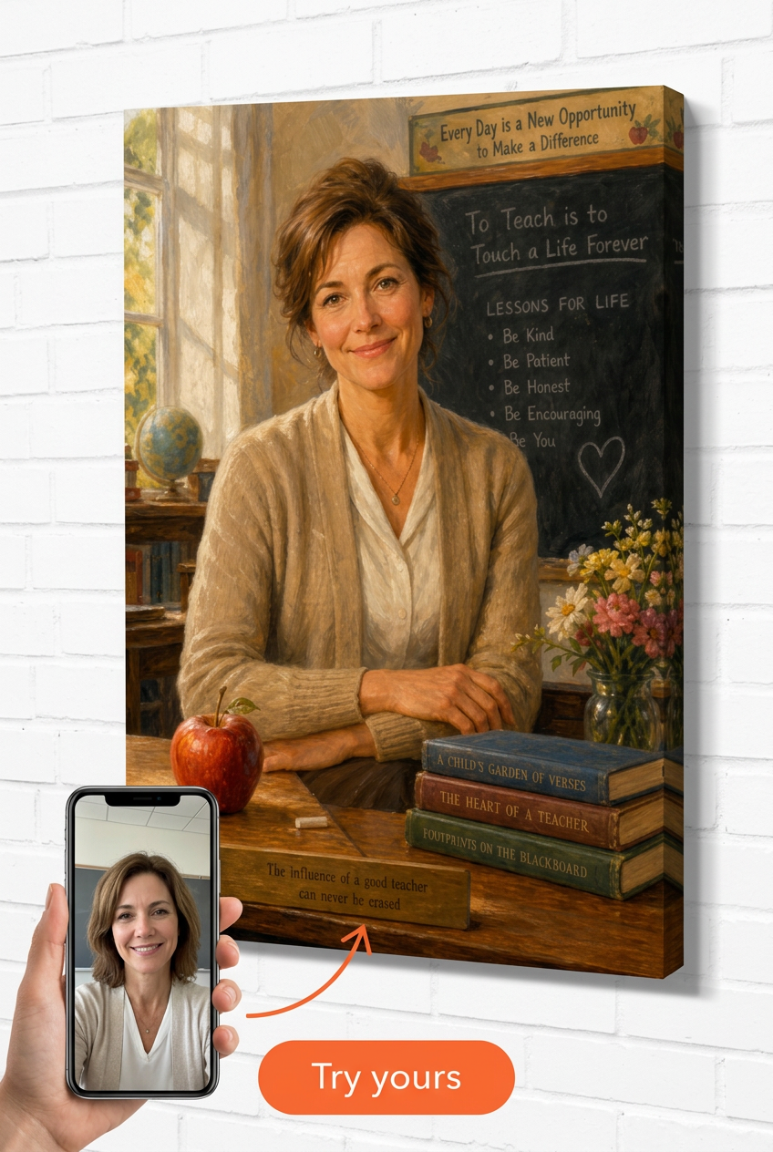 Teacher Gifts — Chalkboard Inspiration Portrait Canvas from Photo