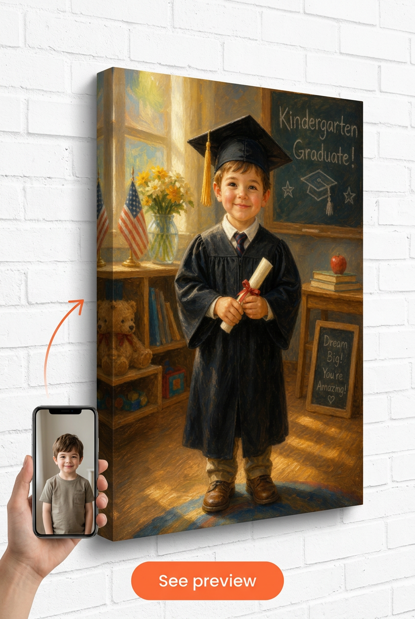 Custom Graduation Single-Man Portrait — Festive Girl Canvas from Photo