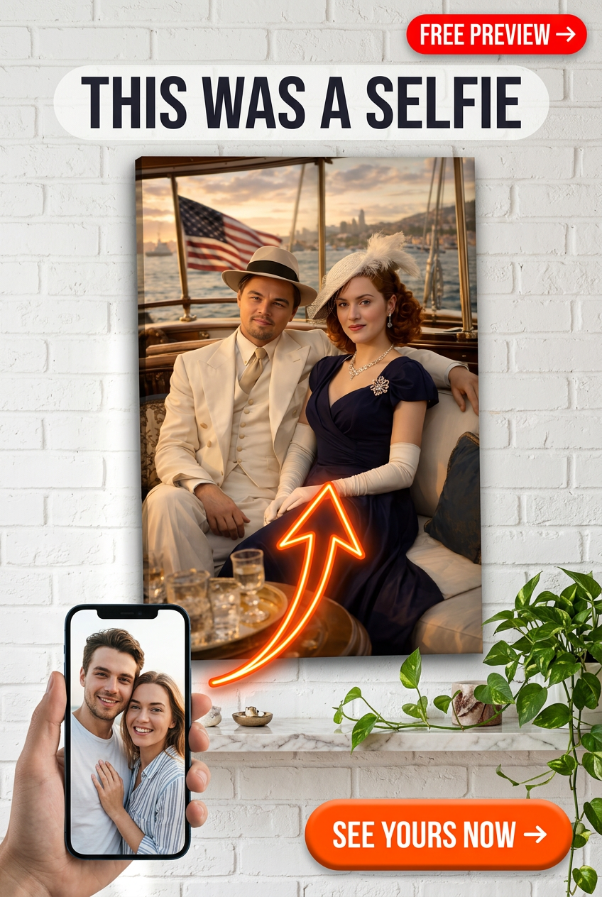 Custom Victorian Couple Portrait — Romantic Canvas from Photo