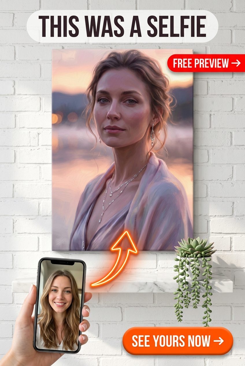 Custom Sunset Woman Portrait — Serene Canvas from Photo