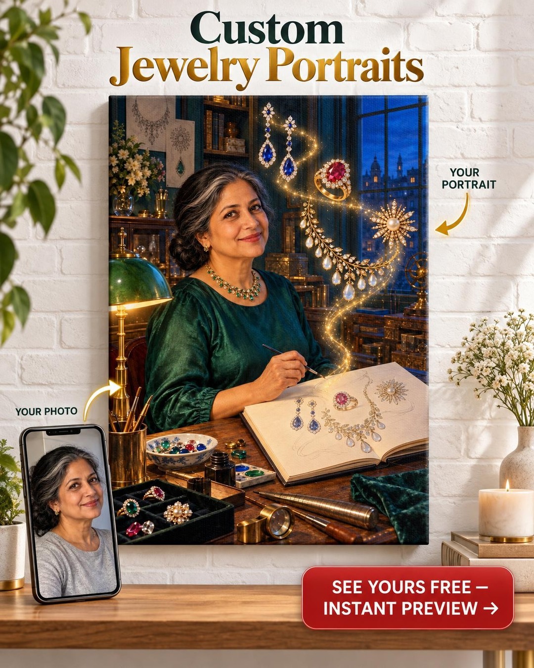 Jewelry Designer at Blue Hour Custom Portrait from Photo | Personalized Creative Visionary Gift