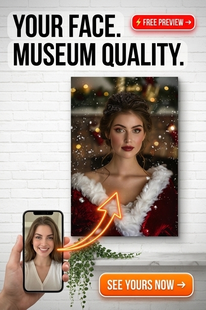 Festive Holiday-Themed Custom Portrait from Photo | Personalized Gift for Her