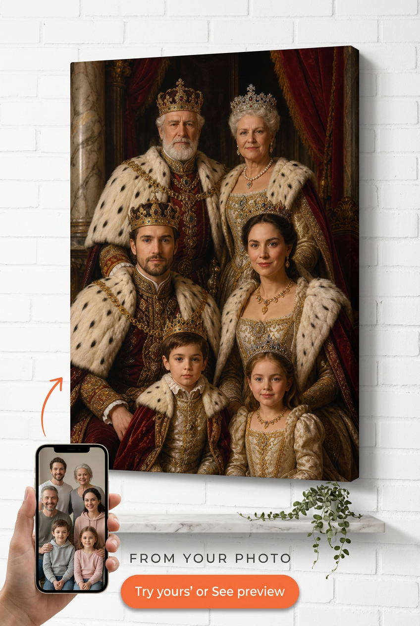 Custom Royal Family Portrait — Regal Canvas from Photo