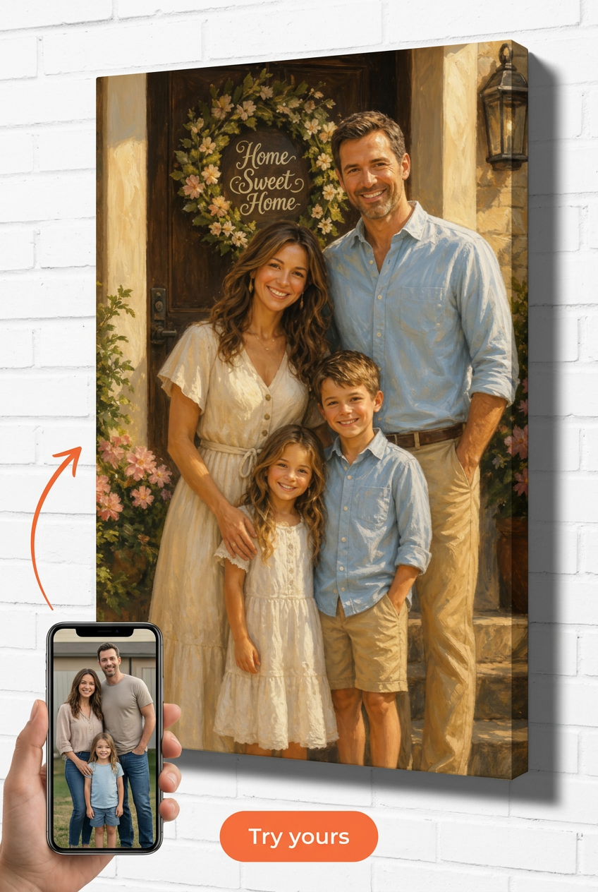 Gifts for New Homeowners — Warm Family Portrait Canvas from Photo