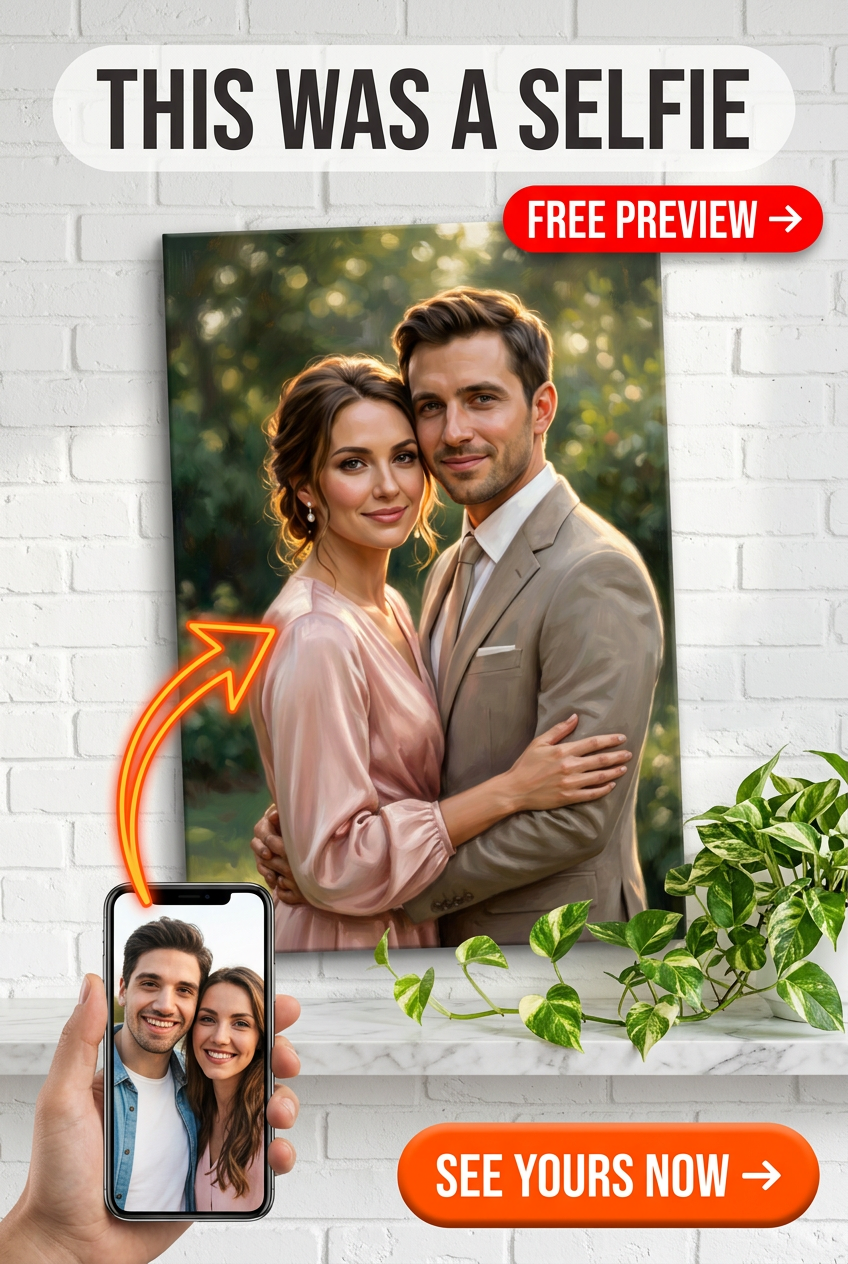 Timeless Romance Couple Portrait Canvas - Personalized Art