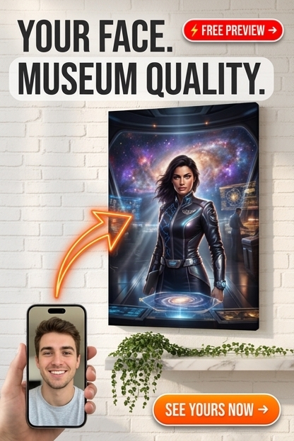 Custom Sci-Fi Man Portrait — Heroic Space Commander Canvas
