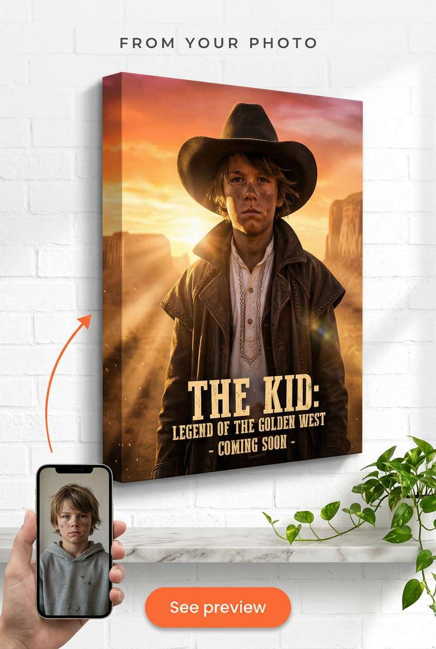 Portrait Personnalisé Épique Western pour Garçons