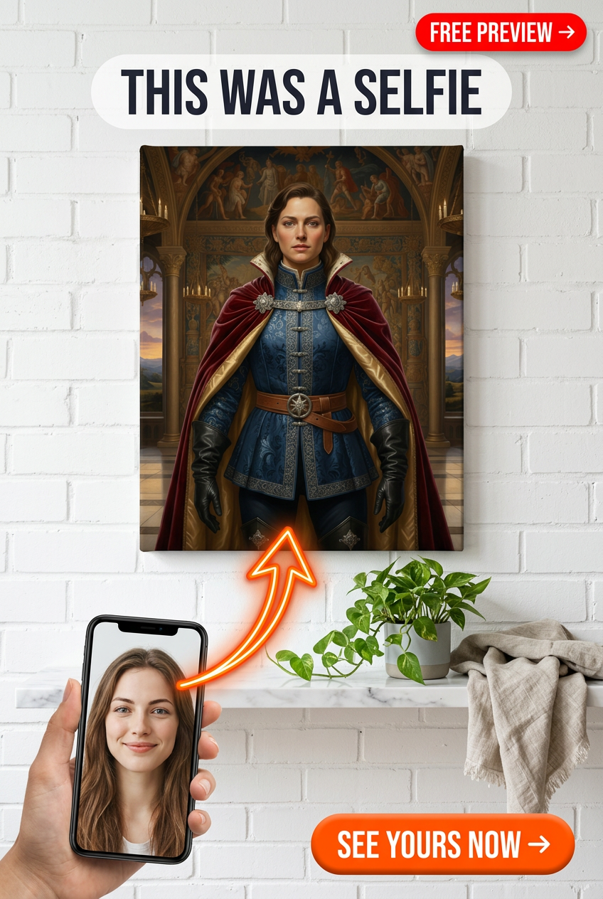 Custom Royal Woman Portrait — Heroic Armor Canvas from Photo