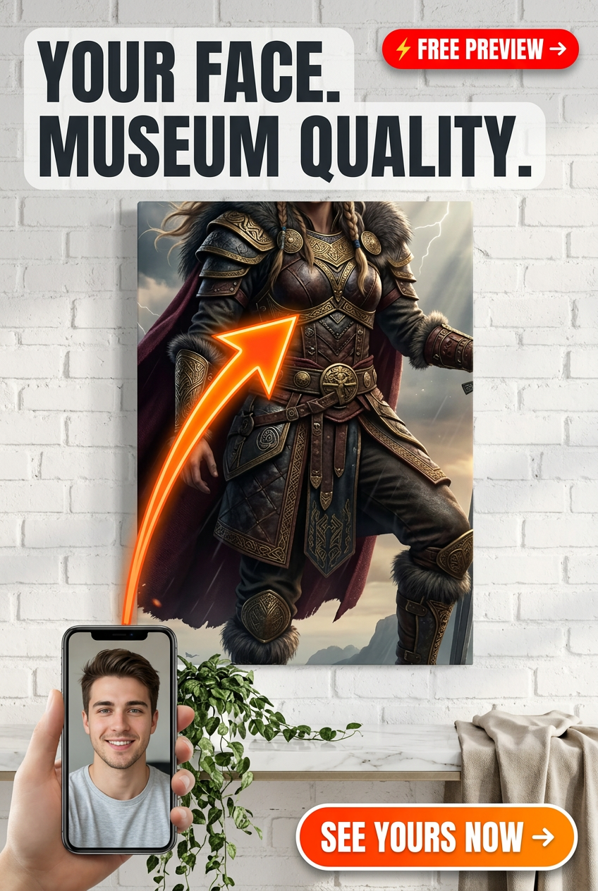 Custom Viking Man Portrait — Regal Warrior Canvas for Her