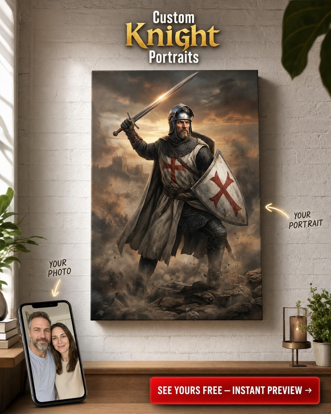 Custom Knight Portrait for Him