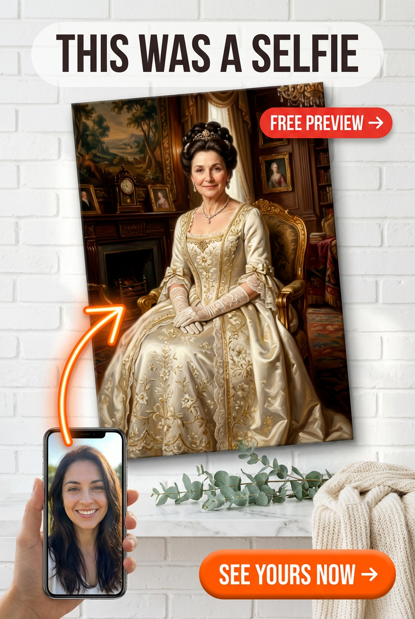 Custom Royal Woman Portrait — Regal Canvas from Photo