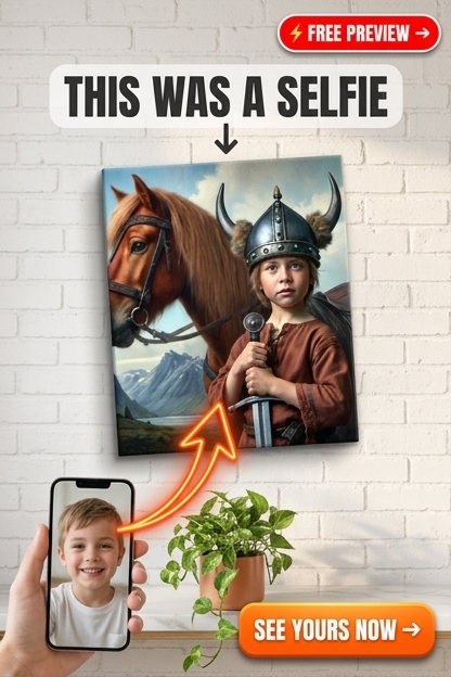 Custom Viking Boy Portrait — Heroic Adventure Canvas from Photo