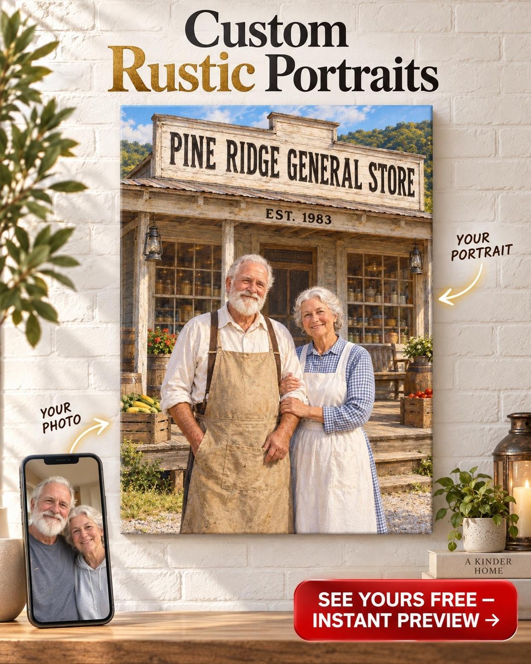 The General Store Custom Portrait from Photo | Personalized Family Business Gift