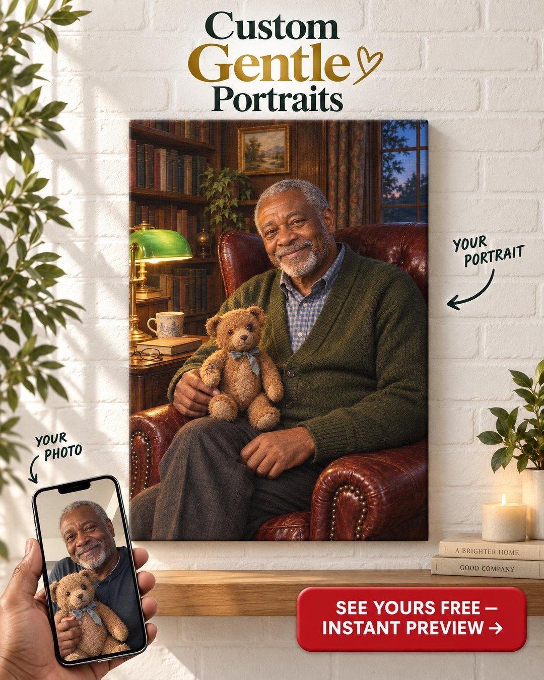 His Reading Chair Custom Portrait from Photo | Personalized Childhood Keepsake Gift