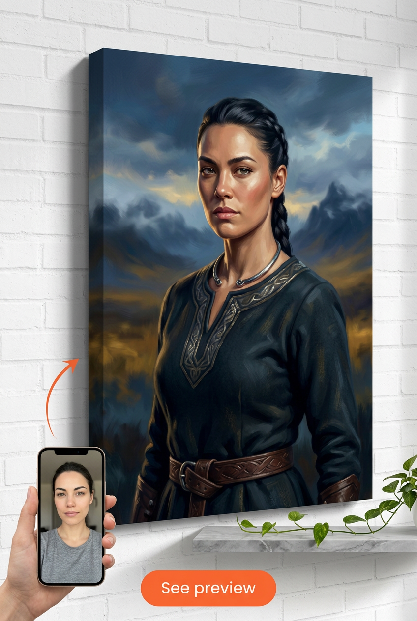 Custom Viking Woman Portrait — Heroic Canvas