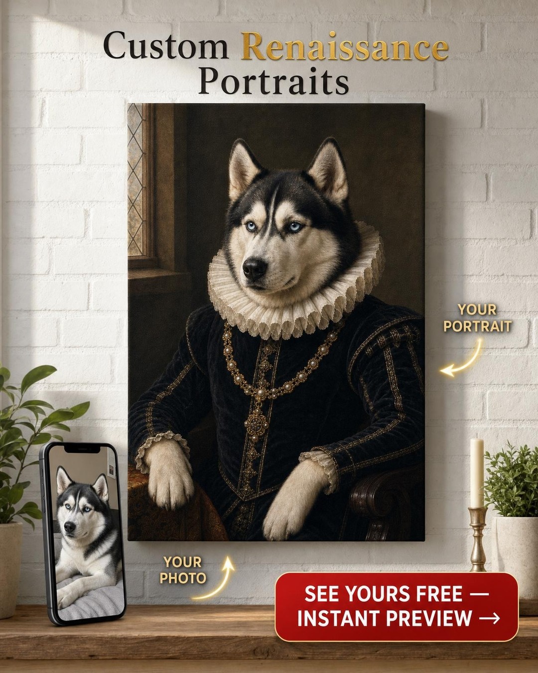Custom Renaissance Portrait for Your Dog