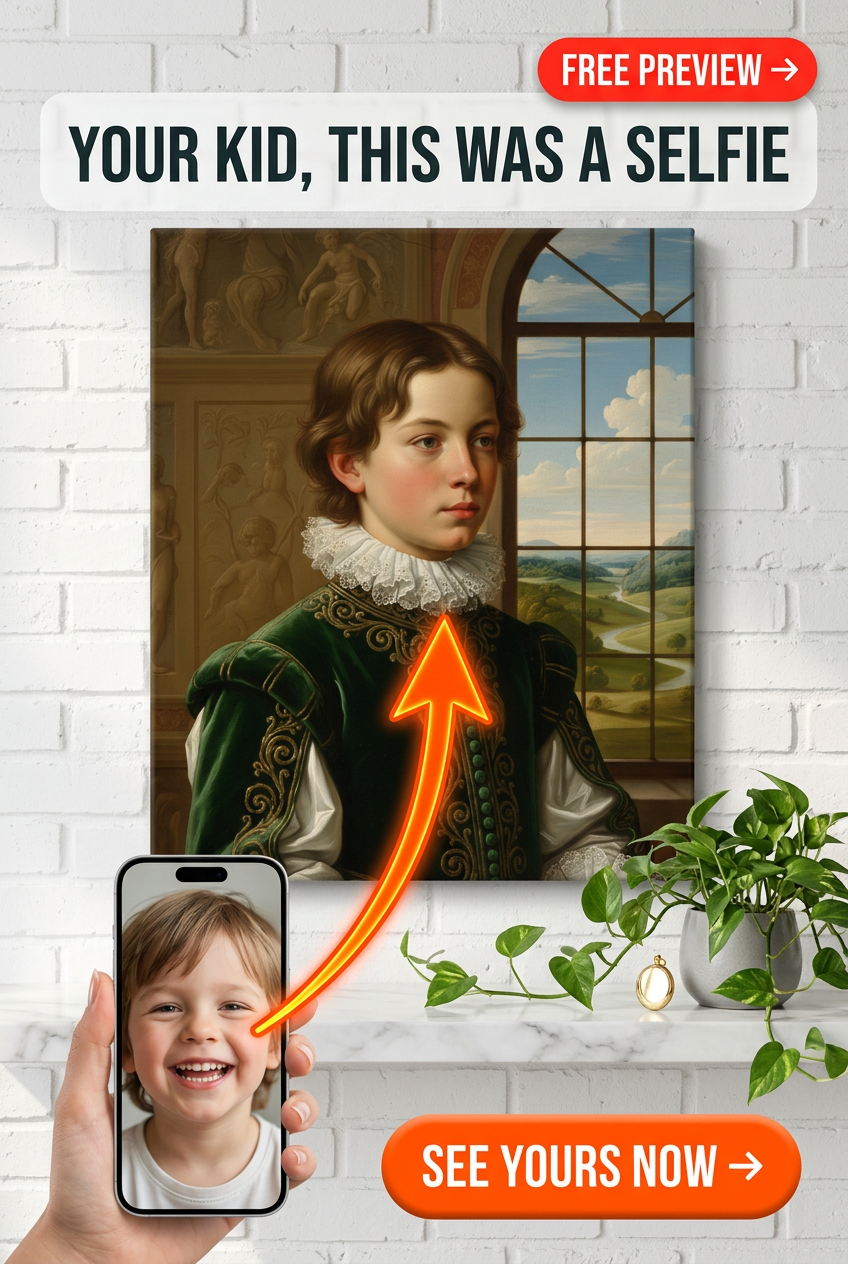 Custom Renaissance Boy Portrait — Regal Canvas from Photo