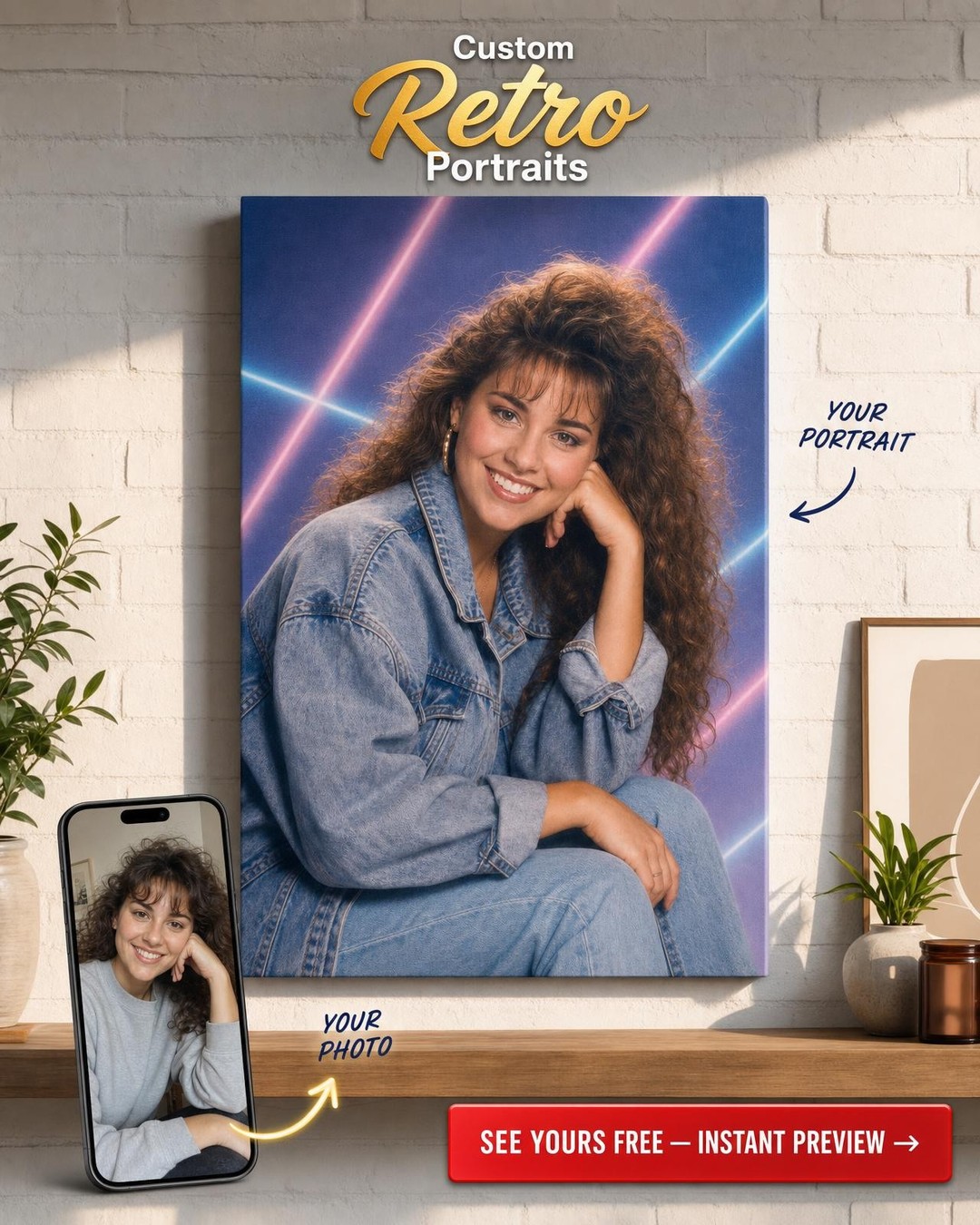 Revisit the 80s - Retro Mall Studio Portrait Canvas