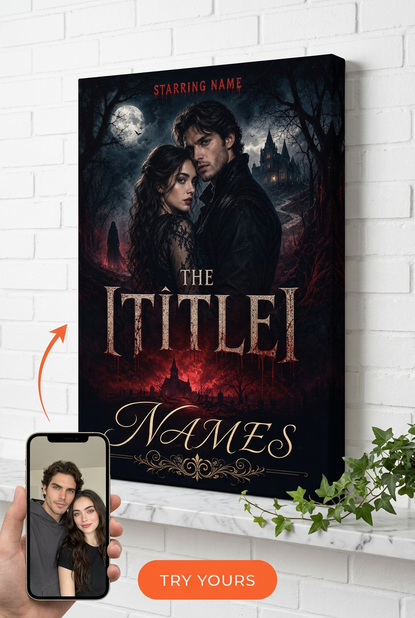 Custom Horror Movie Poster Couple Portrait from Photo | Personalized Undefined Gift