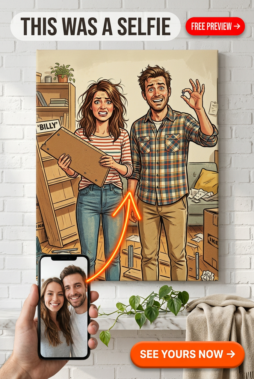 Custom Cartoon Couple Portrait — Whimsical Art from Photo
