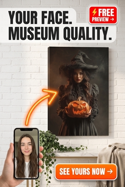 Enchanting Witch-Themed Custom Portrait - Personalized Canvas | Premium Canvas Portraits