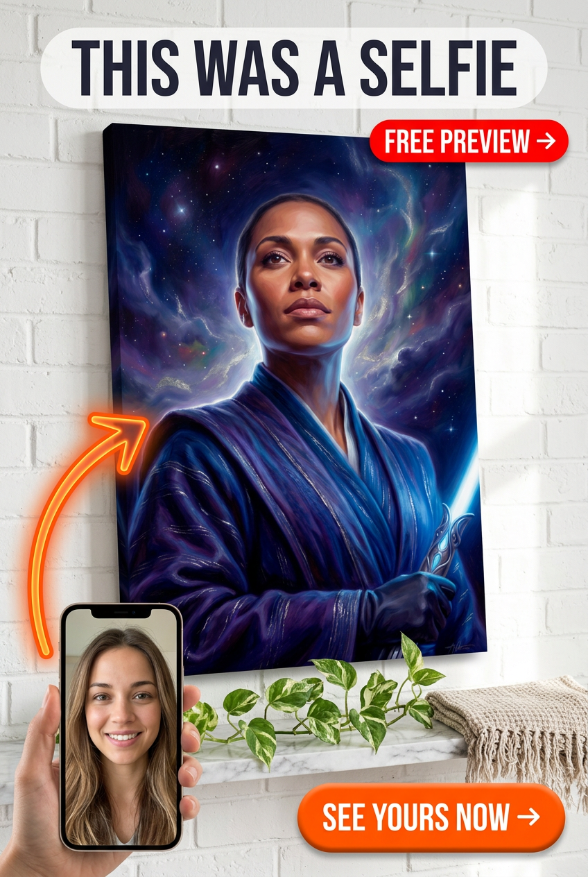 Custom Sci-Fi Woman Portrait — Heroic Lightsaber Canvas