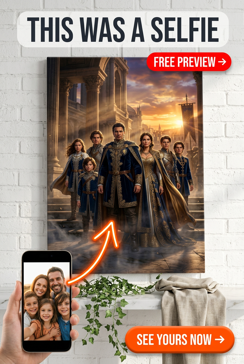 Custom Royal Family Portrait — Regal Castle Canvas from Photo