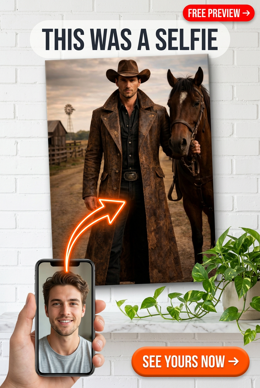 Retrato personalizado de vaquero occidental a partir de foto | Regalo personalizado para él