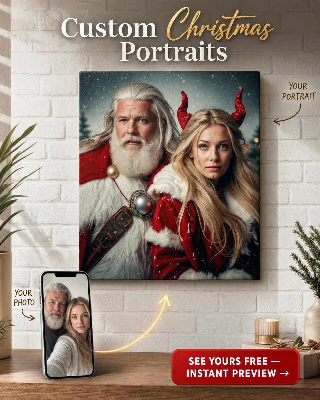 Sviatočný portrét na mieru z fotografie | Personalizovaný darček pre páry