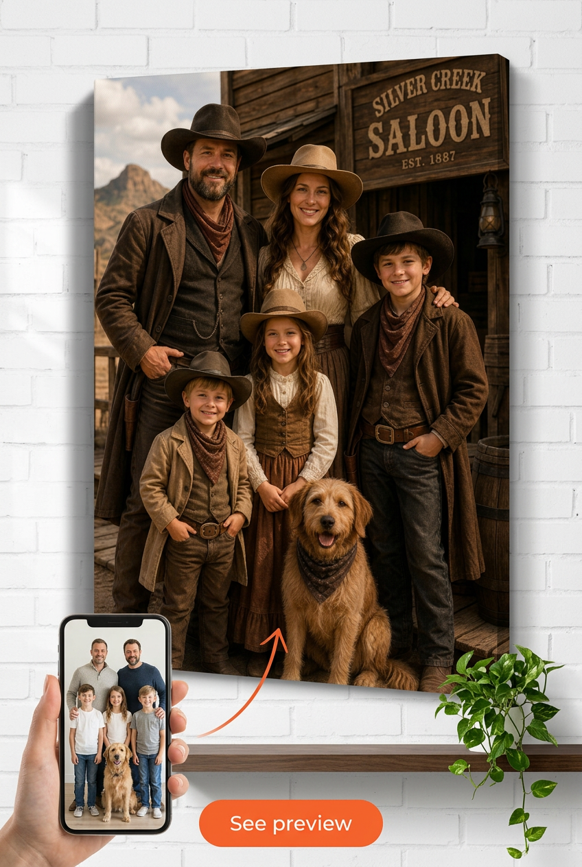 Wild West Family Custom Portrait | Premium Canvas Portraits