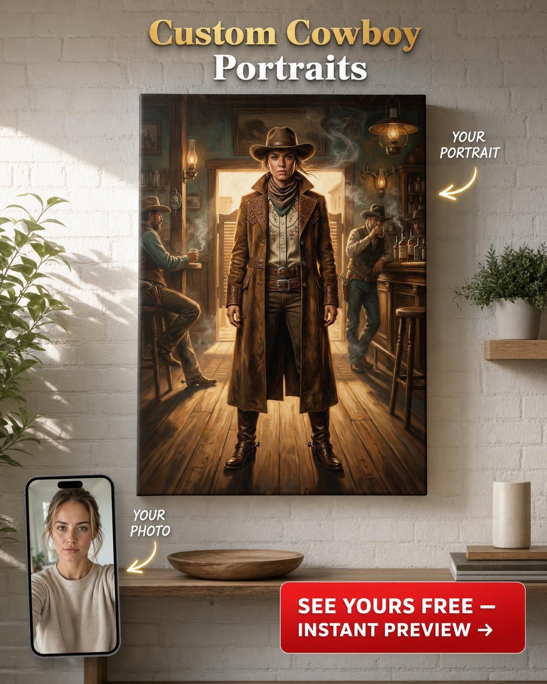 Custom Cowboy Saloon Portrait