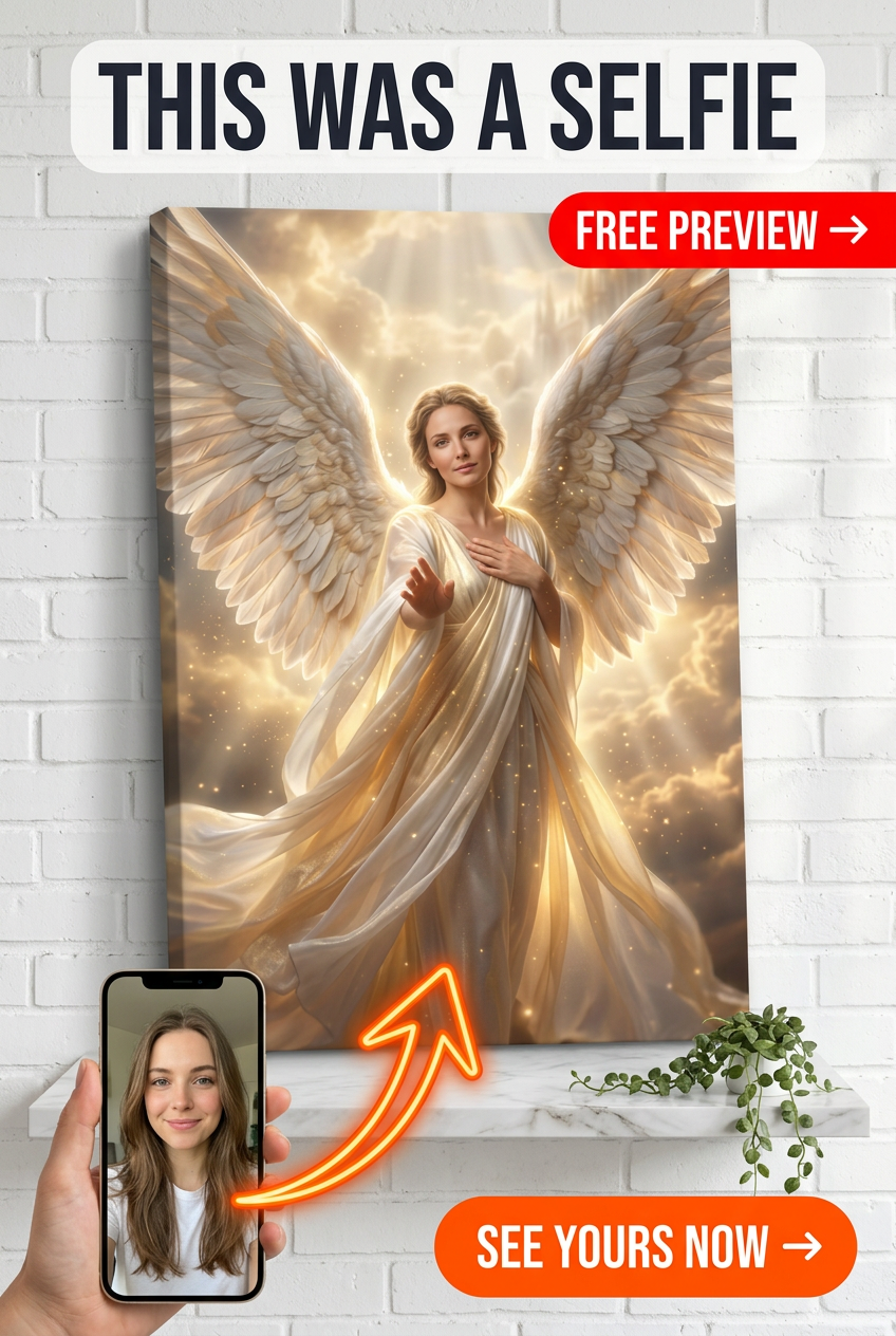 Custom Fantasy Woman Portrait — Whimsical Angel Wings Canvas