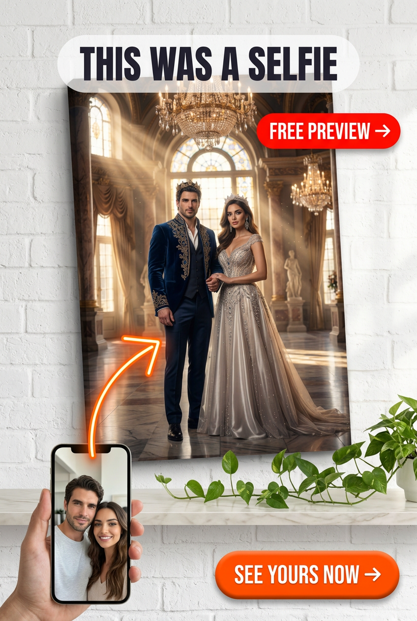 Custom Royal Couple Portrait — Regal Canvas from Photo