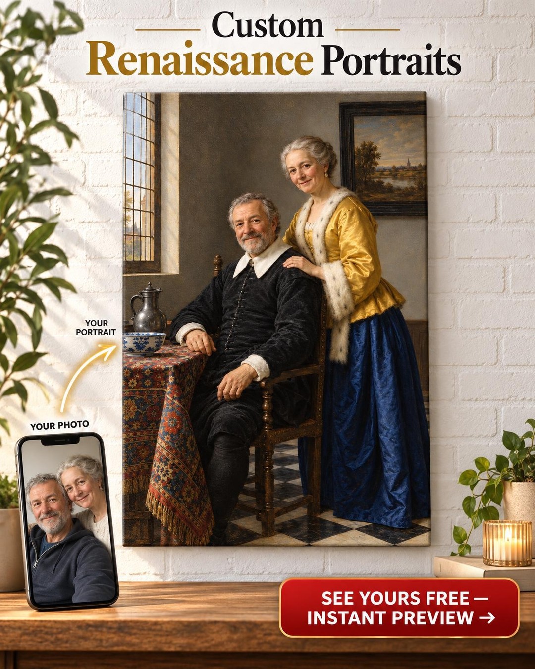 Dutch Golden Age Custom Portrait from Photo | Personalized Masterpiece Gift