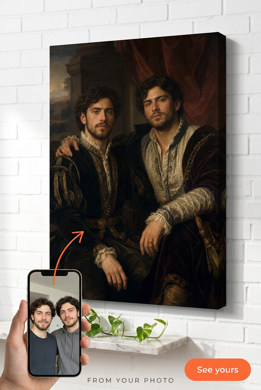 Custom Renaissance Couple Portrait — Regal Canvas from Photo