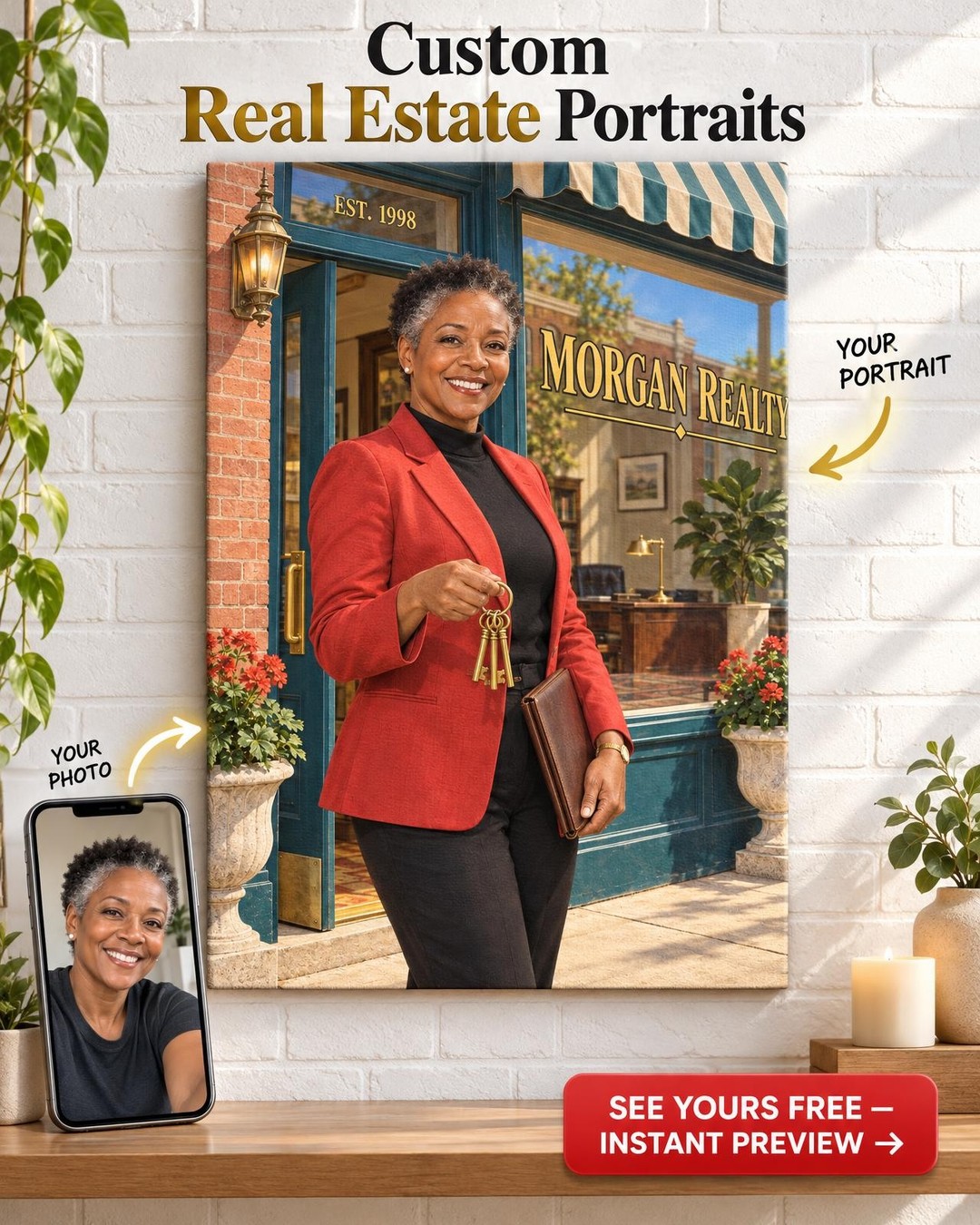 Her Business Portrait Custom Canvas from Photo | Personalized Premium Gift