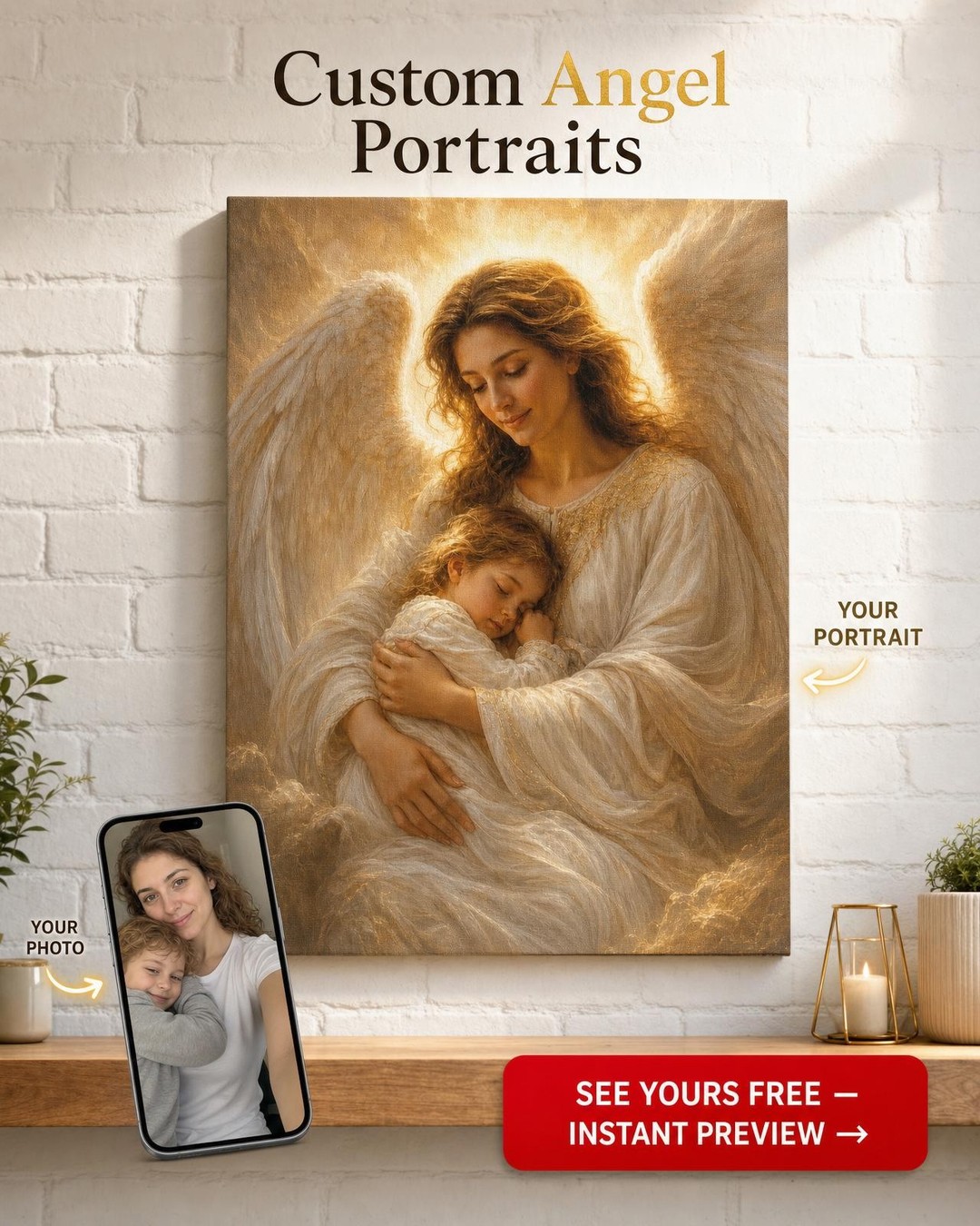 Guardian Angel Portrait — AI-regenerated portrait, fresh per