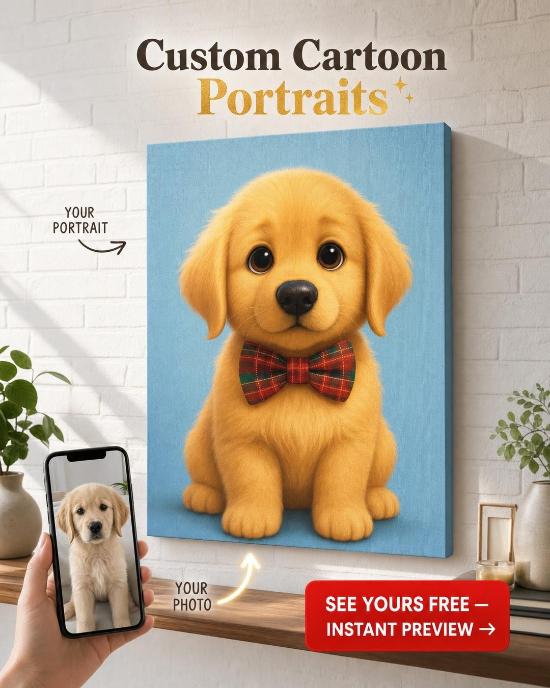 Pixar Pet Portrait — Unique Canvas Art