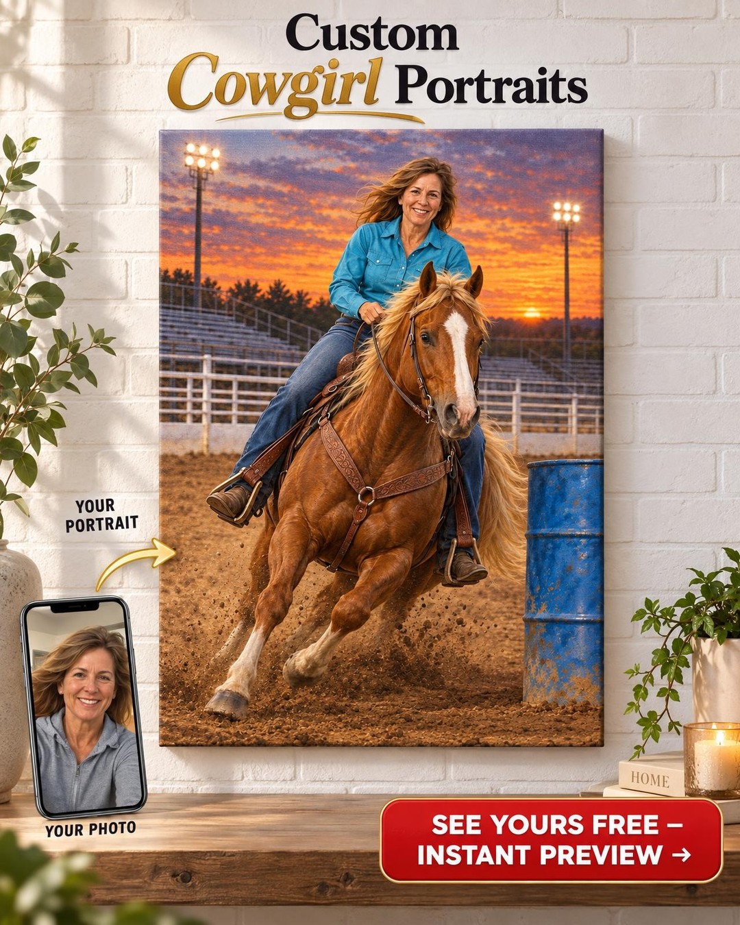 Personalized Barrel Racer Portrait