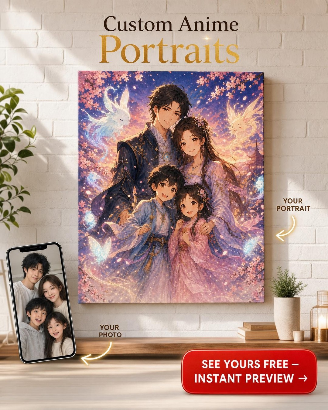 Personalized Anime Family Portrait