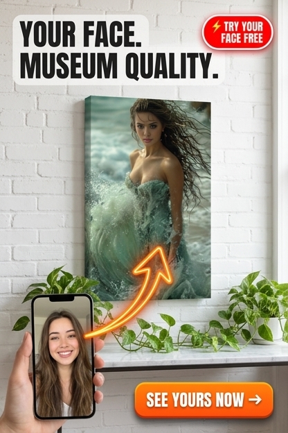 Custom Ocean Woman Portrait — Serene Canvas from Photo