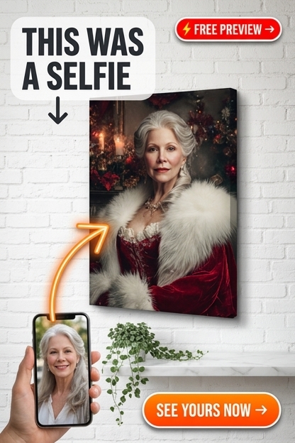 Custom Christmas Woman Portrait — Regal Holiday Canvas from Photo