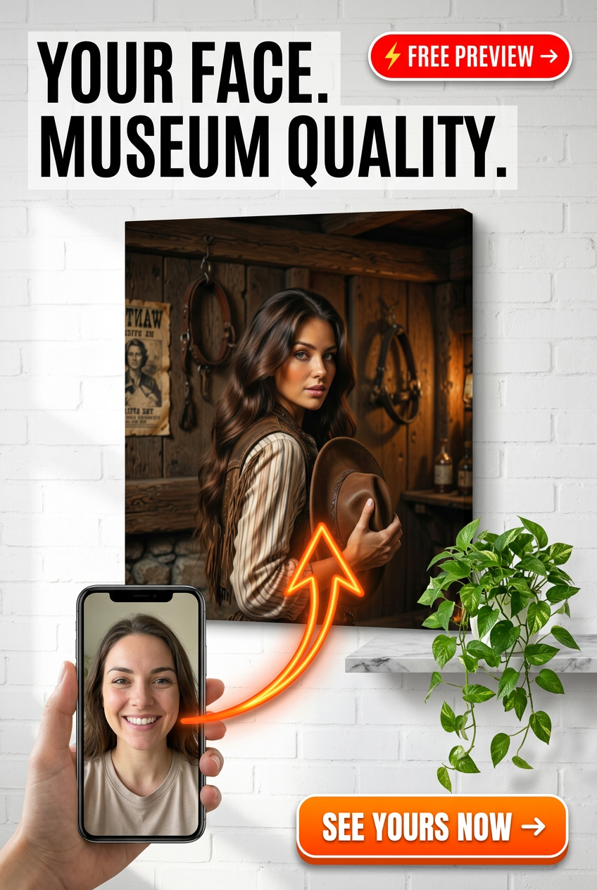 A captivating portrait featuring a woman in a charming Western-style outfit, com - Best Personalized Portrait Gift: Expert Buyer’s Guide 2026 - PortraitGift