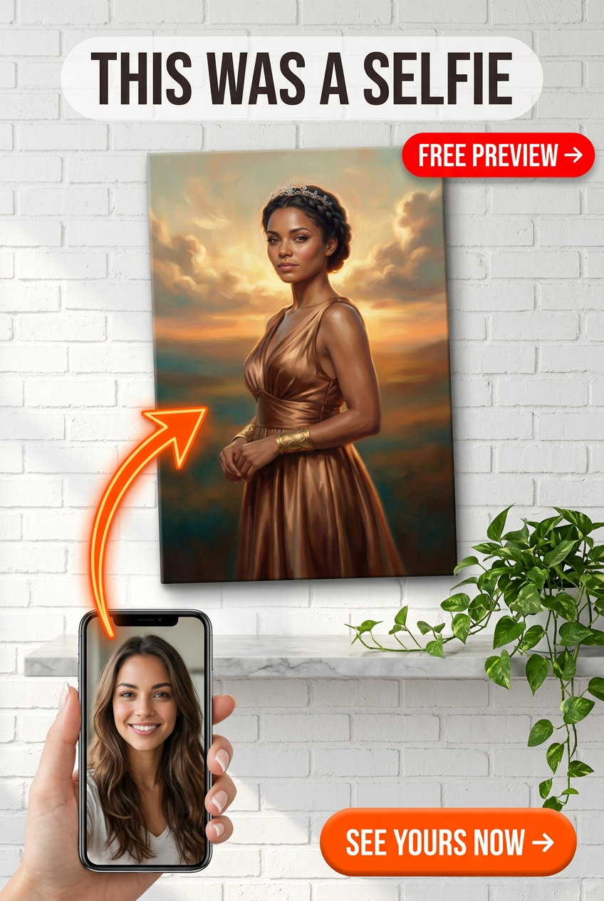 Custom Greek Goddess Woman Portrait — Regal Crown Canvas Art